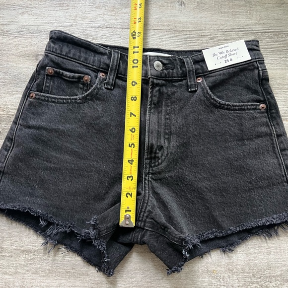 Abercrombie Women High Rise 90s Cutoff Denim Jean Short Washed Black Size 25 - Picture 13 of 16